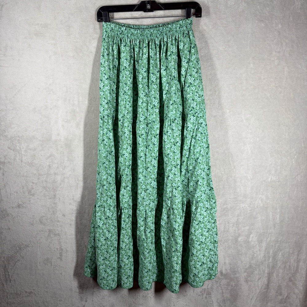 Ditzy Floral Tiered Maxi Skirt Size XS Boho Whimsical Cottagecore Prairie Trad